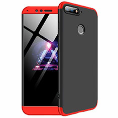 Handyhülle Hülle Kunststoff Schutzhülle Tasche Matt Vorder und Rückseite 360 Grad für Huawei Y6 Prime (2018) Rot und Schwarz