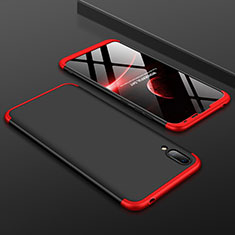 Handyhülle Hülle Kunststoff Schutzhülle Tasche Matt Vorder und Rückseite 360 Grad für Huawei Y7 (2019) Rot und Schwarz