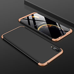 Handyhülle Hülle Kunststoff Schutzhülle Tasche Matt Vorder und Rückseite 360 Grad für Huawei Y7 Pro (2019) Gold und Schwarz