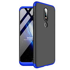 Handyhülle Hülle Kunststoff Schutzhülle Tasche Matt Vorder und Rückseite 360 Grad für Nokia 6.1 Plus Blau und Schwarz