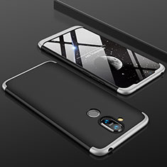Handyhülle Hülle Kunststoff Schutzhülle Tasche Matt Vorder und Rückseite 360 Grad für Nokia 7.1 Plus Silber