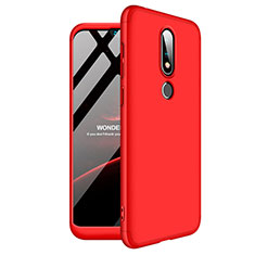 Handyhülle Hülle Kunststoff Schutzhülle Tasche Matt Vorder und Rückseite 360 Grad für Nokia X6 Rot