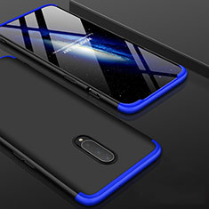 Handyhülle Hülle Kunststoff Schutzhülle Tasche Matt Vorder und Rückseite 360 Grad für OnePlus 7 Pro Blau und Schwarz