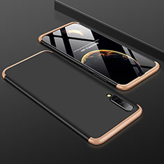 Handyhülle Hülle Kunststoff Schutzhülle Tasche Matt Vorder und Rückseite 360 Grad für Samsung Galaxy A50S Gold und Schwarz