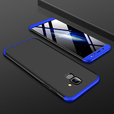 Handyhülle Hülle Kunststoff Schutzhülle Tasche Matt Vorder und Rückseite 360 Grad für Samsung Galaxy A6 (2018) Dual SIM Blau und Schwarz