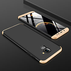 Handyhülle Hülle Kunststoff Schutzhülle Tasche Matt Vorder und Rückseite 360 Grad für Samsung Galaxy A6 (2018) Dual SIM Gold und Schwarz