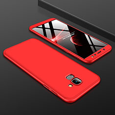 Handyhülle Hülle Kunststoff Schutzhülle Tasche Matt Vorder und Rückseite 360 Grad für Samsung Galaxy A6 (2018) Dual SIM Rot