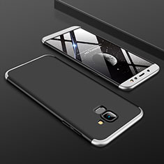 Handyhülle Hülle Kunststoff Schutzhülle Tasche Matt Vorder und Rückseite 360 Grad für Samsung Galaxy A6 (2018) Dual SIM Silber