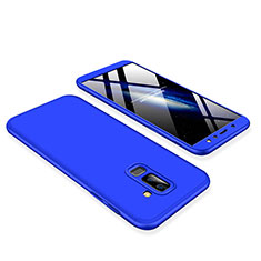 Handyhülle Hülle Kunststoff Schutzhülle Tasche Matt Vorder und Rückseite 360 Grad für Samsung Galaxy A6 Plus Blau