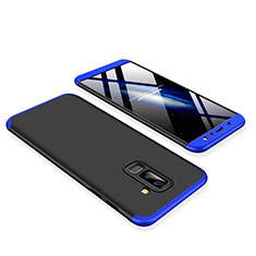 Handyhülle Hülle Kunststoff Schutzhülle Tasche Matt Vorder und Rückseite 360 Grad für Samsung Galaxy A6 Plus Blau und Schwarz