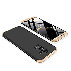 Handyhülle Hülle Kunststoff Schutzhülle Tasche Matt Vorder und Rückseite 360 Grad für Samsung Galaxy A6 Plus Gold und Schwarz