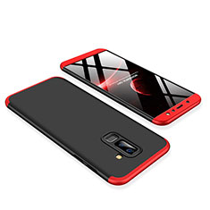 Handyhülle Hülle Kunststoff Schutzhülle Tasche Matt Vorder und Rückseite 360 Grad für Samsung Galaxy A6 Plus Rot und Schwarz