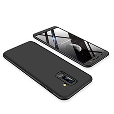 Handyhülle Hülle Kunststoff Schutzhülle Tasche Matt Vorder und Rückseite 360 Grad für Samsung Galaxy A6 Plus Schwarz