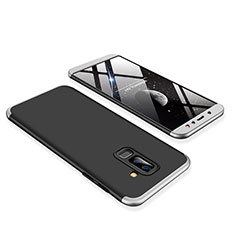 Handyhülle Hülle Kunststoff Schutzhülle Tasche Matt Vorder und Rückseite 360 Grad für Samsung Galaxy A6 Plus Silber