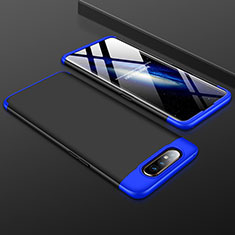 Handyhülle Hülle Kunststoff Schutzhülle Tasche Matt Vorder und Rückseite 360 Grad für Samsung Galaxy A90 4G Blau und Schwarz