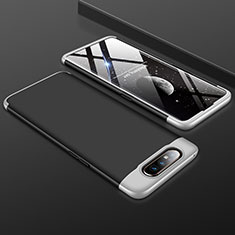 Handyhülle Hülle Kunststoff Schutzhülle Tasche Matt Vorder und Rückseite 360 Grad für Samsung Galaxy A90 4G Silber und Schwarz