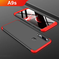 Handyhülle Hülle Kunststoff Schutzhülle Tasche Matt Vorder und Rückseite 360 Grad für Samsung Galaxy A9s Rot und Schwarz