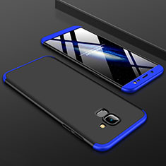 Handyhülle Hülle Kunststoff Schutzhülle Tasche Matt Vorder und Rückseite 360 Grad für Samsung Galaxy On6 (2018) J600F J600G Blau und Schwarz