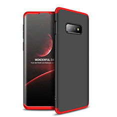 Handyhülle Hülle Kunststoff Schutzhülle Tasche Matt Vorder und Rückseite 360 Grad für Samsung Galaxy S10e Rot und Schwarz