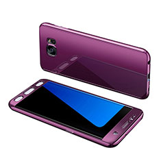 Handyhülle Hülle Kunststoff Schutzhülle Tasche Matt Vorder und Rückseite 360 Grad für Samsung Galaxy S7 Edge G935F Violett