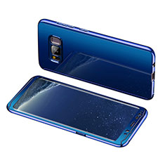 Handyhülle Hülle Kunststoff Schutzhülle Tasche Matt Vorder und Rückseite 360 Grad für Samsung Galaxy S8 Plus Blau