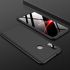 Handyhülle Hülle Kunststoff Schutzhülle Tasche Matt Vorder und Rückseite 360 Grad für Xiaomi Redmi 6 Pro Schwarz
