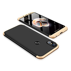 Handyhülle Hülle Kunststoff Schutzhülle Tasche Matt Vorder und Rückseite 360 Grad für Xiaomi Redmi Note 5 Pro Gold und Schwarz
