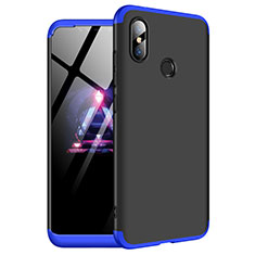 Handyhülle Hülle Kunststoff Schutzhülle Tasche Matt Vorder und Rückseite 360 Grad für Xiaomi Redmi Note 6 Pro Blau und Schwarz