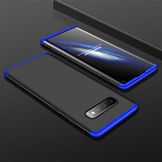 Handyhülle Hülle Kunststoff Schutzhülle Tasche Matt Vorder und Rückseite 360 Grad M01 für Samsung Galaxy S10 Blau und Schwarz