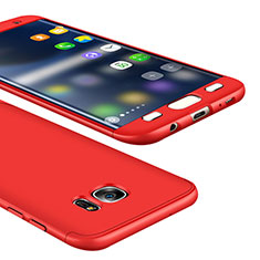 Handyhülle Hülle Kunststoff Schutzhülle Tasche Matt Vorder und Rückseite 360 Grad M01 für Samsung Galaxy S7 Edge G935F Rot
