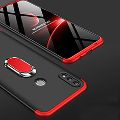 Handyhülle Hülle Kunststoff Schutzhülle Tasche Matt Vorder und Rückseite 360 Grad mit Fingerring Ständer für Huawei Honor 10 Lite Rot und Schwarz
