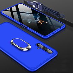 Handyhülle Hülle Kunststoff Schutzhülle Tasche Matt Vorder und Rückseite 360 Grad mit Fingerring Ständer für Huawei Nova 5T Blau