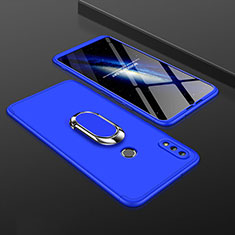 Handyhülle Hülle Kunststoff Schutzhülle Tasche Matt Vorder und Rückseite 360 Grad mit Fingerring Ständer für Huawei Y9 (2019) Blau