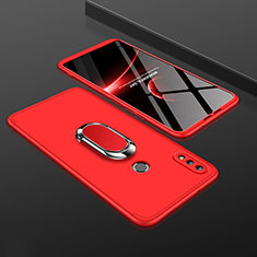 Handyhülle Hülle Kunststoff Schutzhülle Tasche Matt Vorder und Rückseite 360 Grad mit Fingerring Ständer für Huawei Y9 (2019) Rot