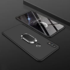 Handyhülle Hülle Kunststoff Schutzhülle Tasche Matt Vorder und Rückseite 360 Grad mit Fingerring Ständer für Huawei Y9 (2019) Schwarz