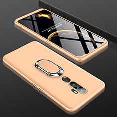 Handyhülle Hülle Kunststoff Schutzhülle Tasche Matt Vorder und Rückseite 360 Grad mit Fingerring Ständer für Oppo A11 Gold