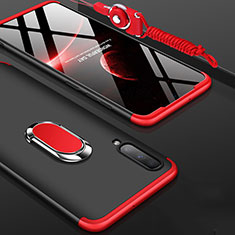 Handyhülle Hülle Kunststoff Schutzhülle Tasche Matt Vorder und Rückseite 360 Grad mit Fingerring Ständer für Samsung Galaxy A70 Rot und Schwarz