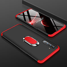 Handyhülle Hülle Kunststoff Schutzhülle Tasche Matt Vorder und Rückseite 360 Grad mit Fingerring Ständer R01 für Realme X2 Rot und Schwarz