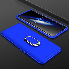 Handyhülle Hülle Kunststoff Schutzhülle Tasche Matt Vorder und Rückseite 360 Grad mit Fingerring Ständer S01 für Oppo Find X Blau