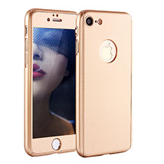 Handyhülle Hülle Kunststoff Schutzhülle Tasche Matt Vorder und Rückseite 360 Grad P01 für Apple iPhone 7 Gold