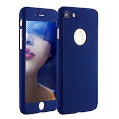 Handyhülle Hülle Kunststoff Schutzhülle Tasche Matt Vorder und Rückseite 360 Grad P01 für Apple iPhone 8 Blau