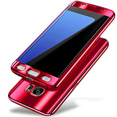 Handyhülle Hülle Kunststoff Schutzhülle Tasche Matt Vorder und Rückseite 360 Grad P01 für Samsung Galaxy S7 Edge G935F Rot