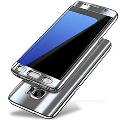 Handyhülle Hülle Kunststoff Schutzhülle Tasche Matt Vorder und Rückseite 360 Grad P01 für Samsung Galaxy S7 Edge G935F Silber