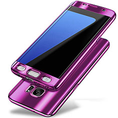 Handyhülle Hülle Kunststoff Schutzhülle Tasche Matt Vorder und Rückseite 360 Grad P01 für Samsung Galaxy S7 Edge G935F Violett