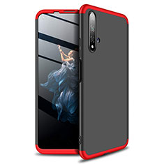 Handyhülle Hülle Kunststoff Schutzhülle Tasche Matt Vorder und Rückseite 360 Grad P02 für Huawei Honor 20 Rot und Schwarz