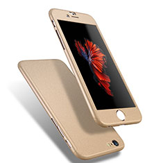 Handyhülle Hülle Kunststoff Schutzhülle Tasche Matt Vorder und Rückseite 360 Grad Q01 für Apple iPhone 6 Gold
