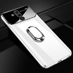 Handyhülle Hülle Kunststoff Schutzhülle Tasche Spiegel 360 Grad mit Magnetisch Fingerring Ständer für Huawei Mate 20 Lite Weiß