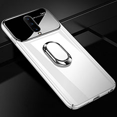 Handyhülle Hülle Kunststoff Schutzhülle Tasche Spiegel 360 Grad mit Magnetisch Fingerring Ständer für OnePlus 7 Pro Weiß