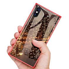 Handyhülle Hülle Kunststoff Schutzhülle Tasche Spiegel Matt Vorder und Rückseite 360 Grad für Apple iPhone X Rot
