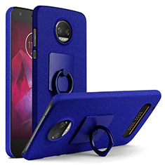 Handyhülle Hülle Kunststoff Schutzhülle Treibsand mit Fingerring Ständer für Motorola Moto Z Play Blau